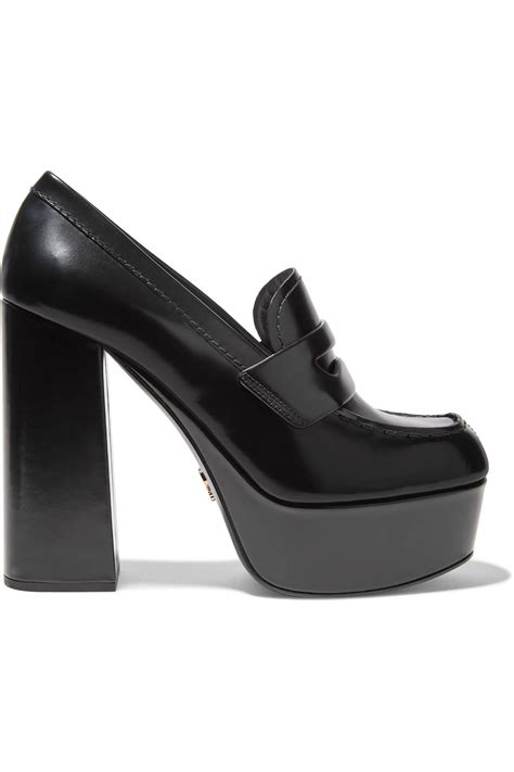 prada platform loafers women's